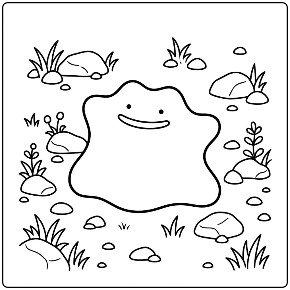 Pokemon Ditto Plants and Stone coloring page