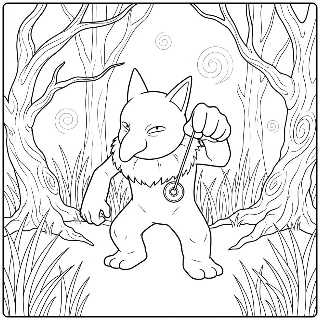Pokemon Hypno with an Enchanting Streamer coloring page