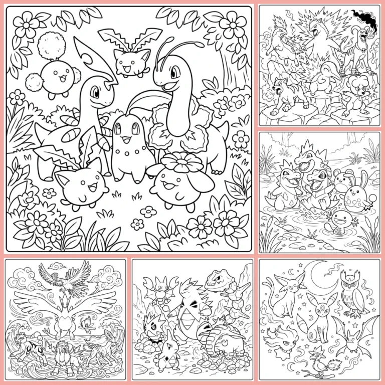 second generation Pokemon coloring page collection cover image