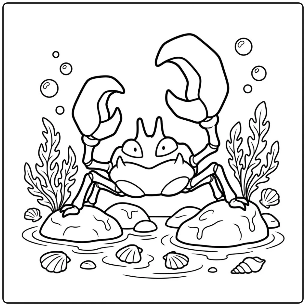 Pokemon Krabby Shells and Seaweed coloring page