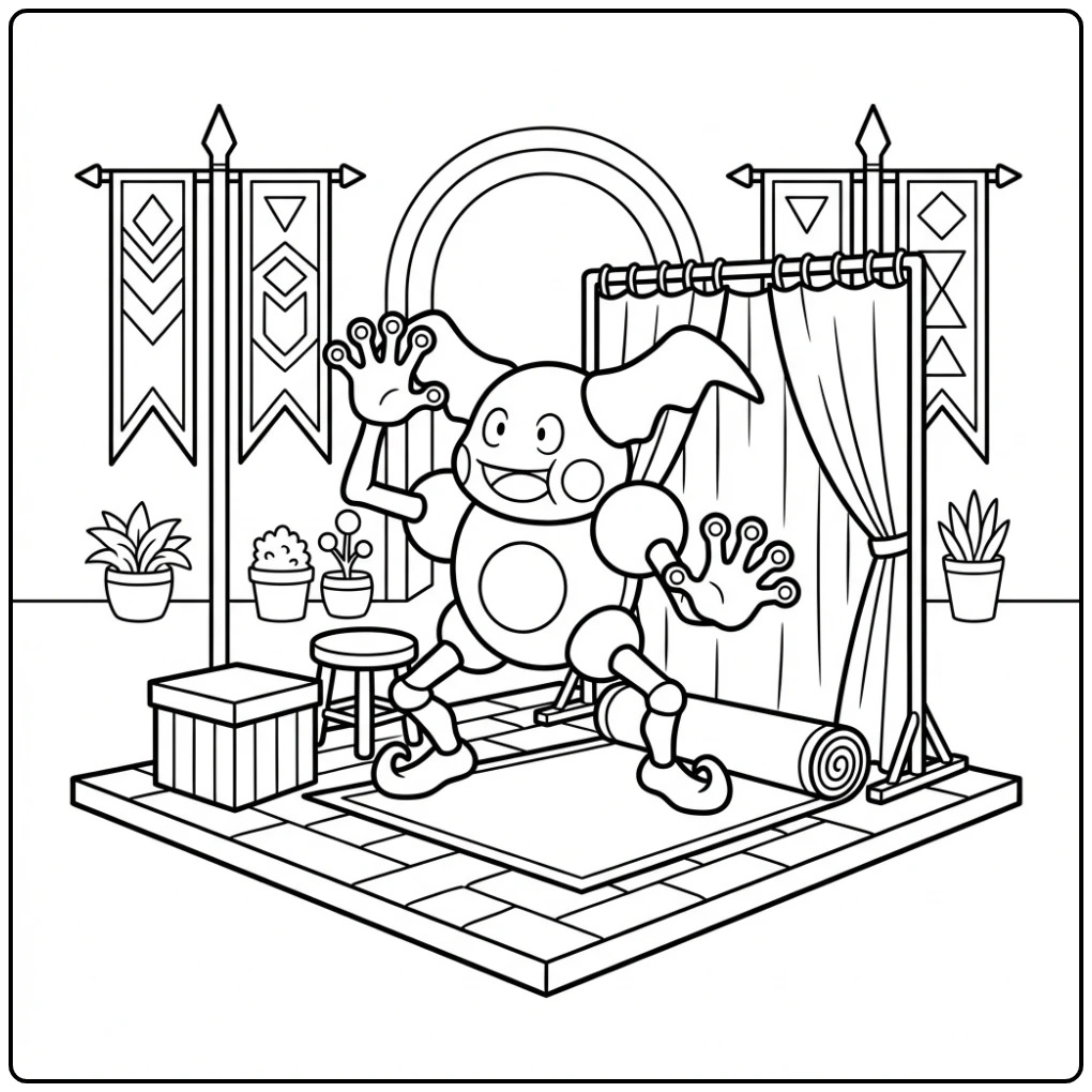 Pokemon Mr. Mime Pantomime Performance coloring page