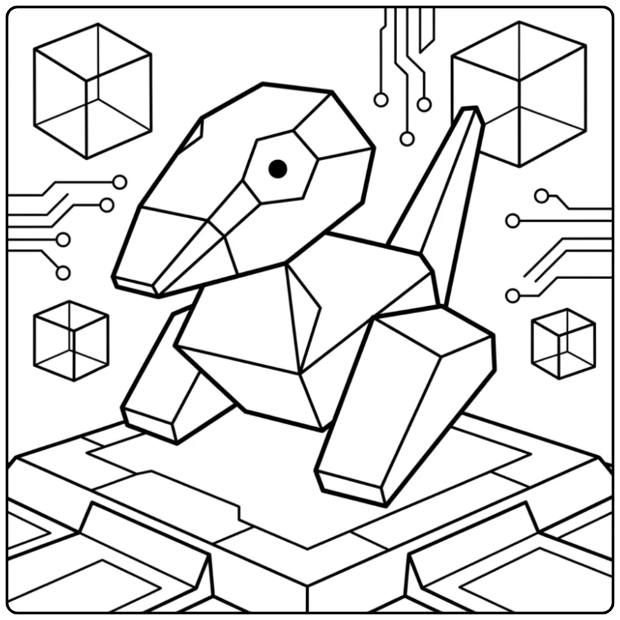 Pokemon Porygon Digital Laboratory coloring page