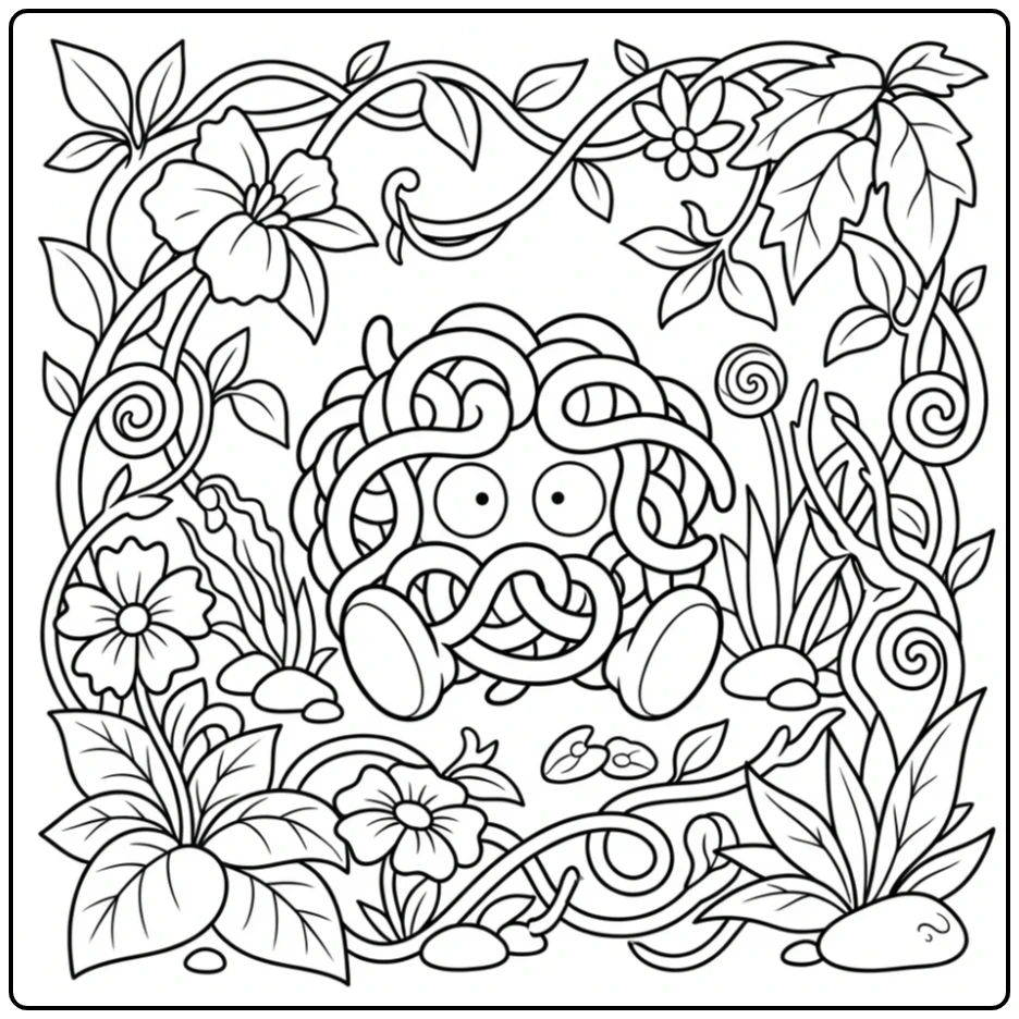Pokemon Tangela Leaves and Flowers coloring page