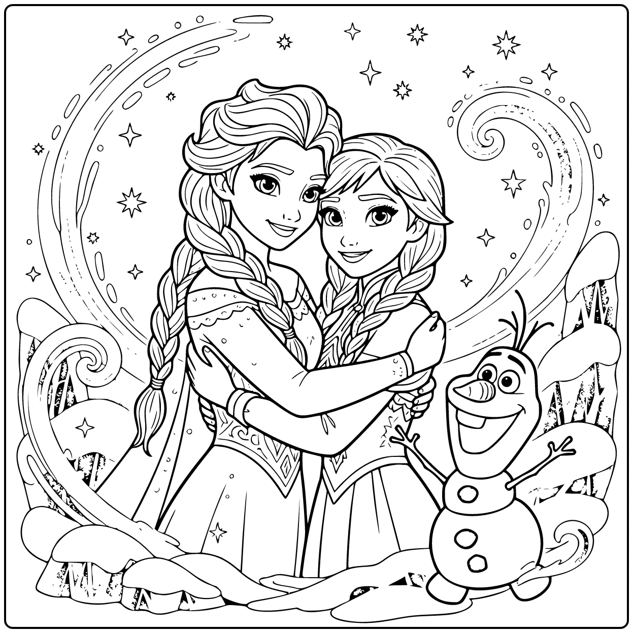 Beautiful Elsa in a Magical Winter Landscape coloring page