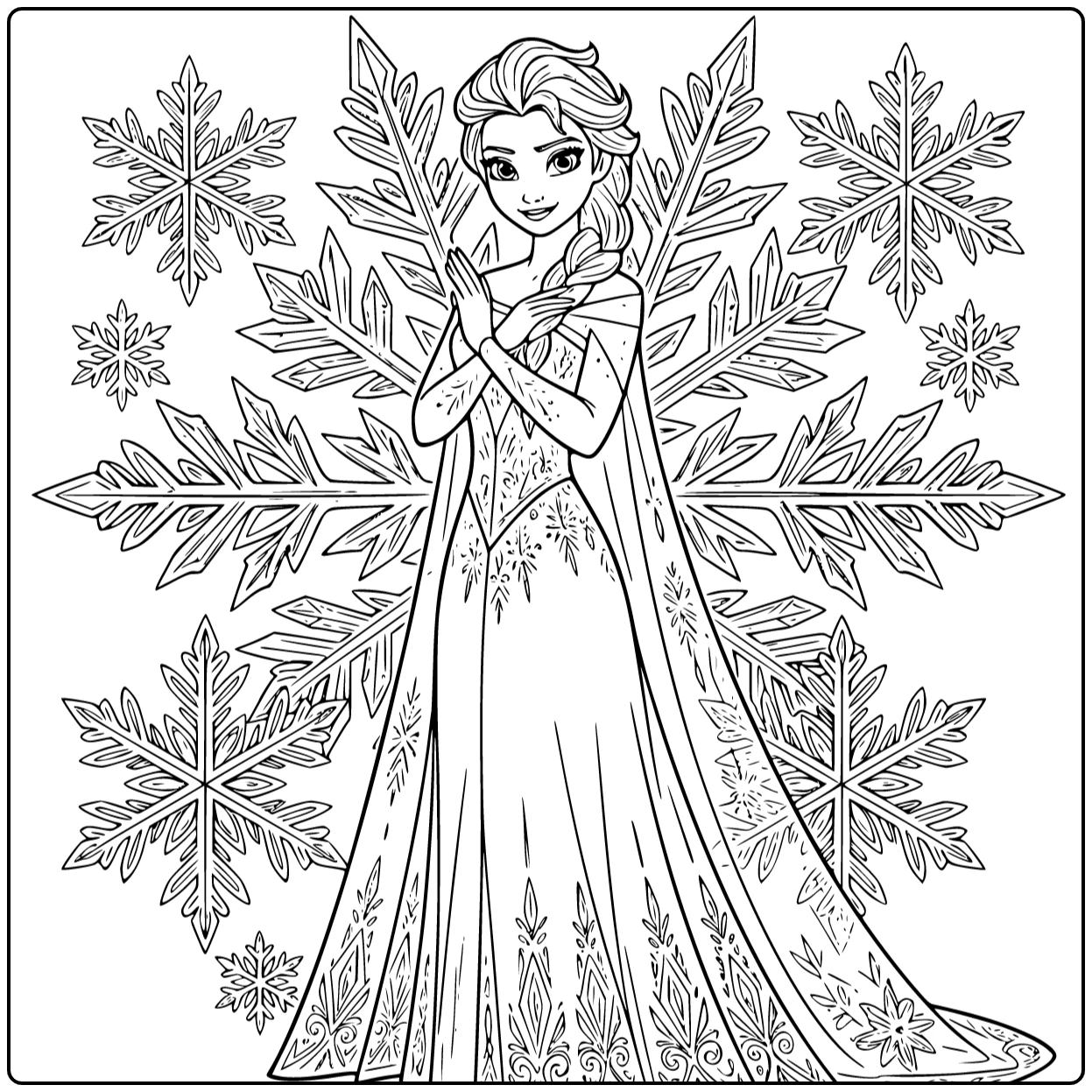 Beautiful Elsa in a Majestic Stance coloring page