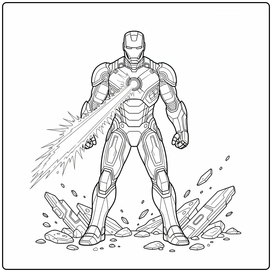 Iron Man Hero in Full Action coloring page