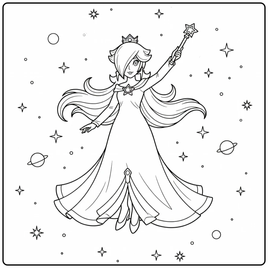 Beautiful Cosmic Rosalina for Children coloring page