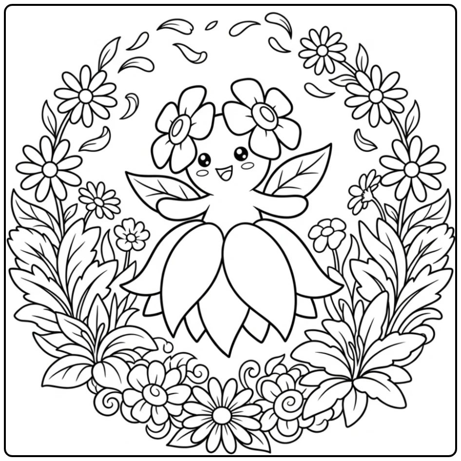 Pokemon Bellossom coloring page