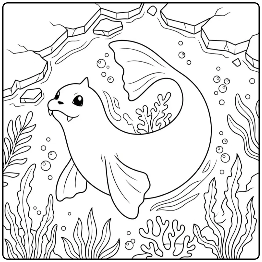 Beautiful Pokemon Dewgong Underwater coloring page