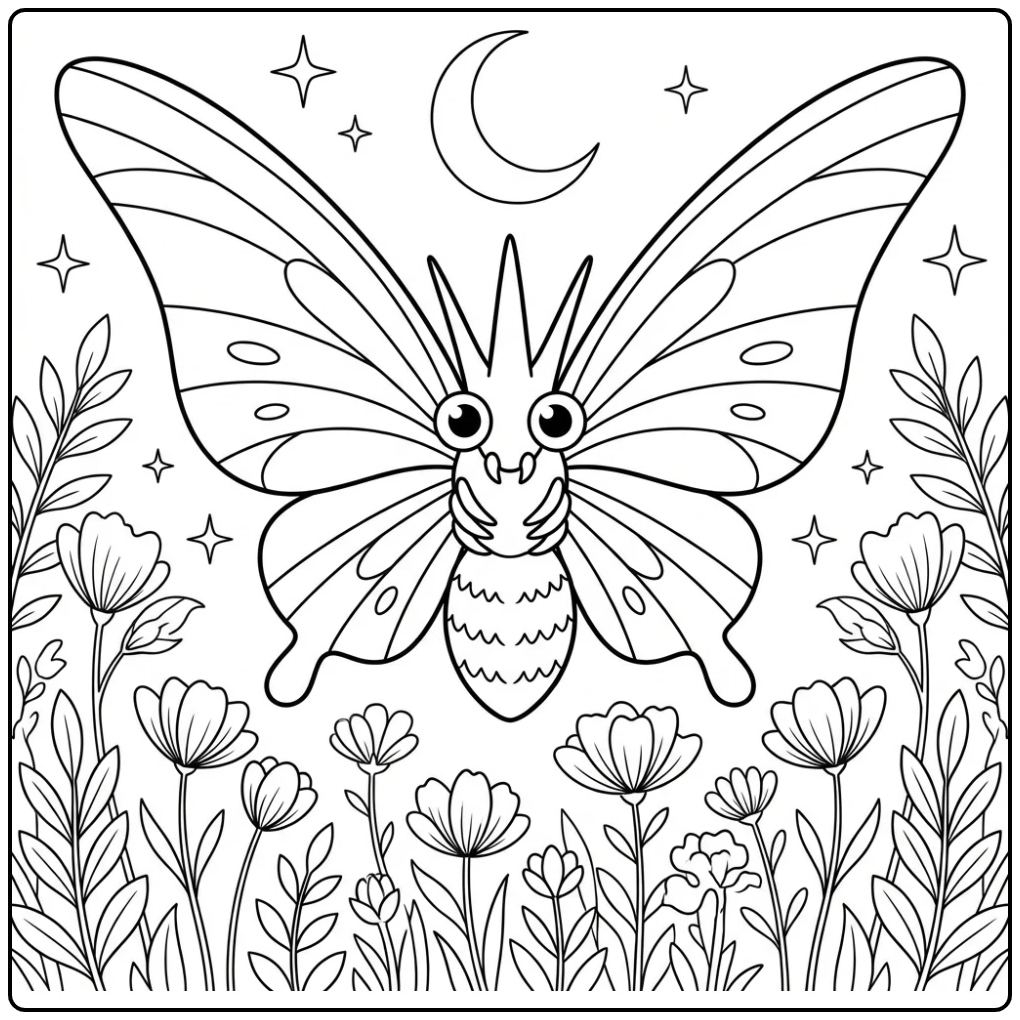 Beautiful Venomoth Symmetrical Wings coloring page