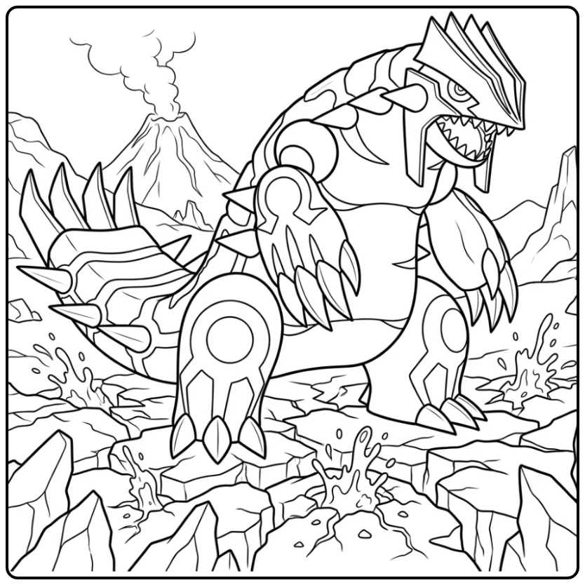 Primal Groudon Pokemon Kolossaal Creature of Lava coloring page