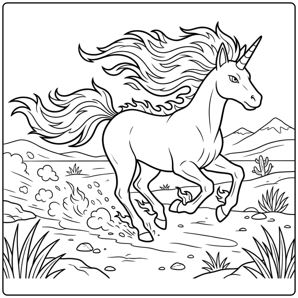 Rapidash Pokemon Galloperend Horse with Flaming Moons coloring page