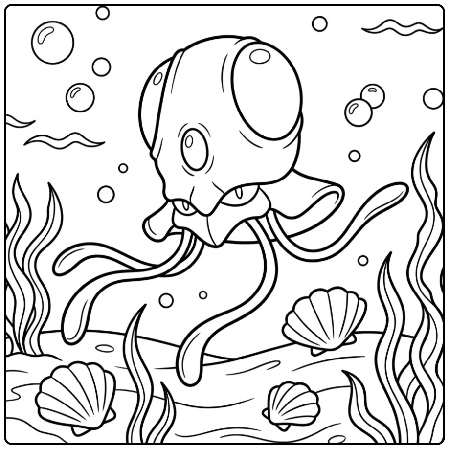 Realistic Pokemon Tentacool in the Ocean coloring page