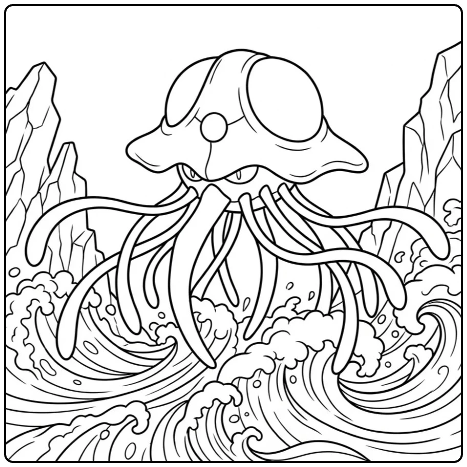 Realistic Pokemon Tentacruel from the Ocean coloring page
