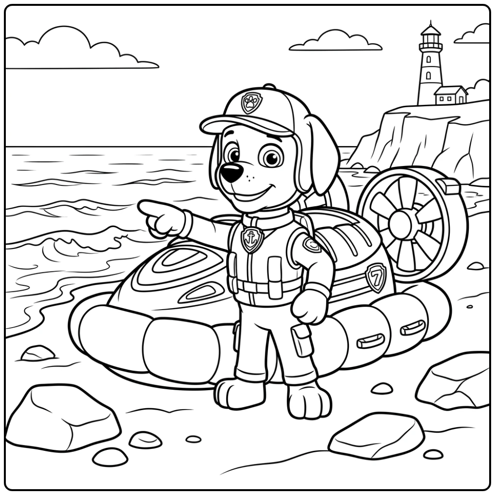 Rescue on Sea with Your Zuma Paw Patrol coloring page
