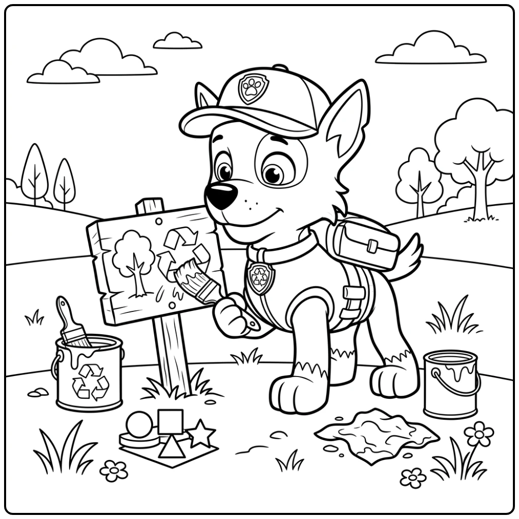 At Work the Perfect Rocky Paw Patrol coloring page