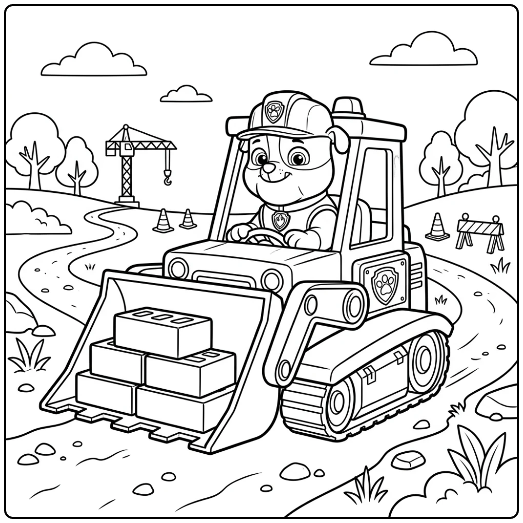 Rubble's Building Mission Paw Patrol Rubble and Stone coloring page