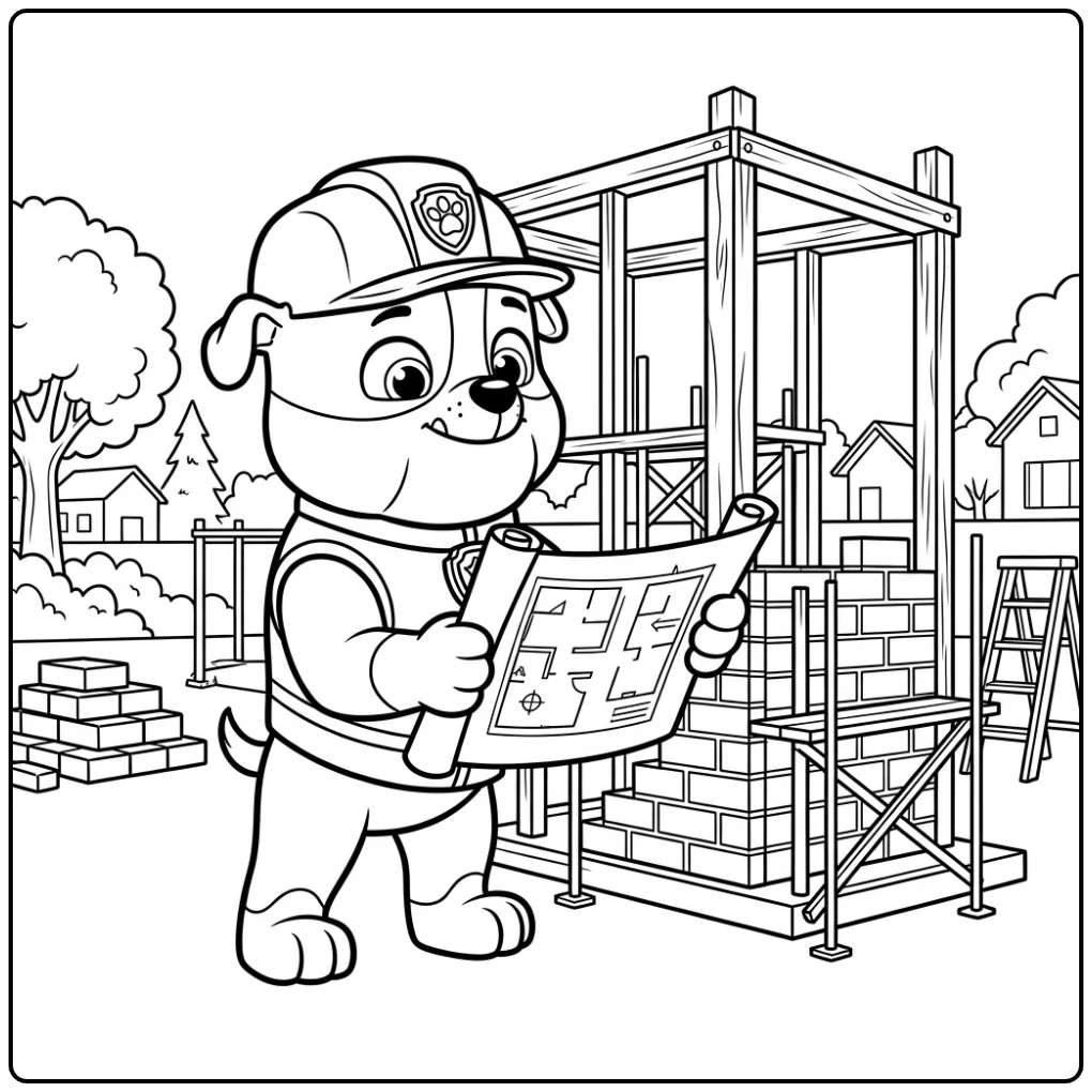 Rubble's Building Project a Paw Patrol Rubble Adventure coloring page