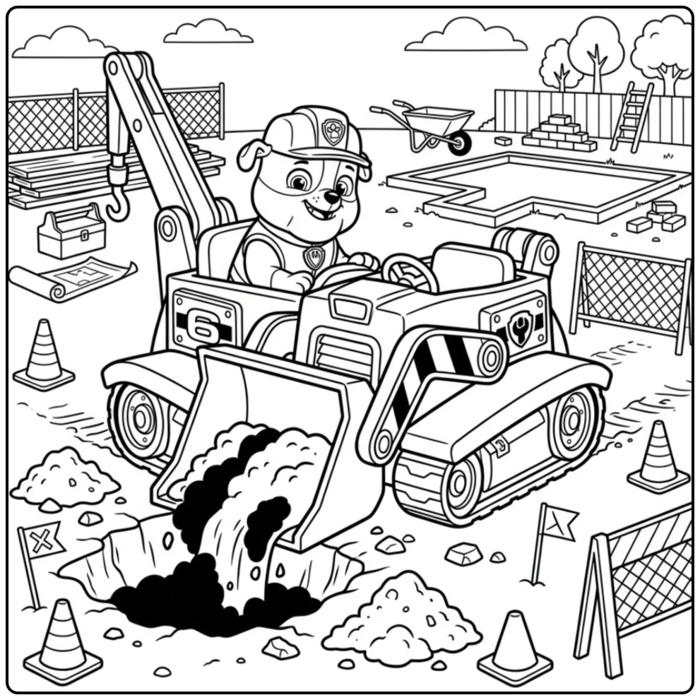 Rubble's Big Building Job Paw Patrol Rubble Action coloring page
