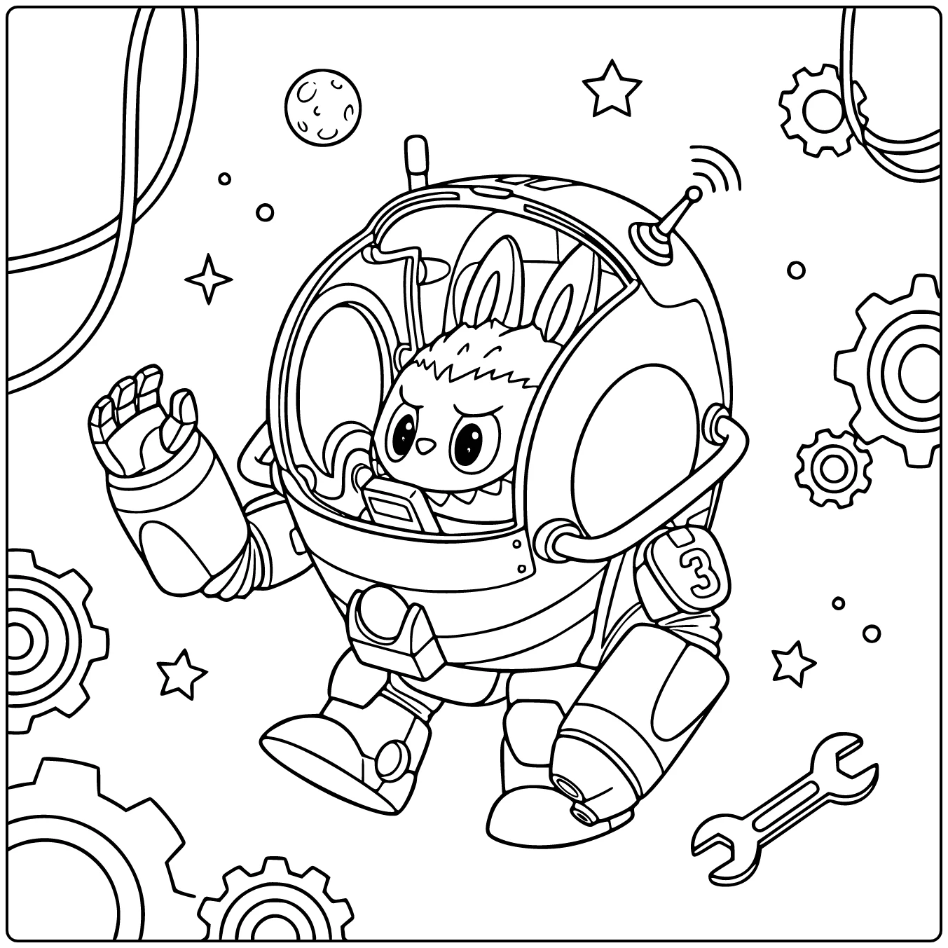 Space Monster Emerging Sun coloring page