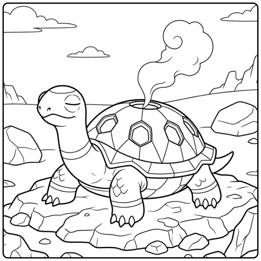 Resting Torkoal Pokemon Soft Smoke Plume coloring page
