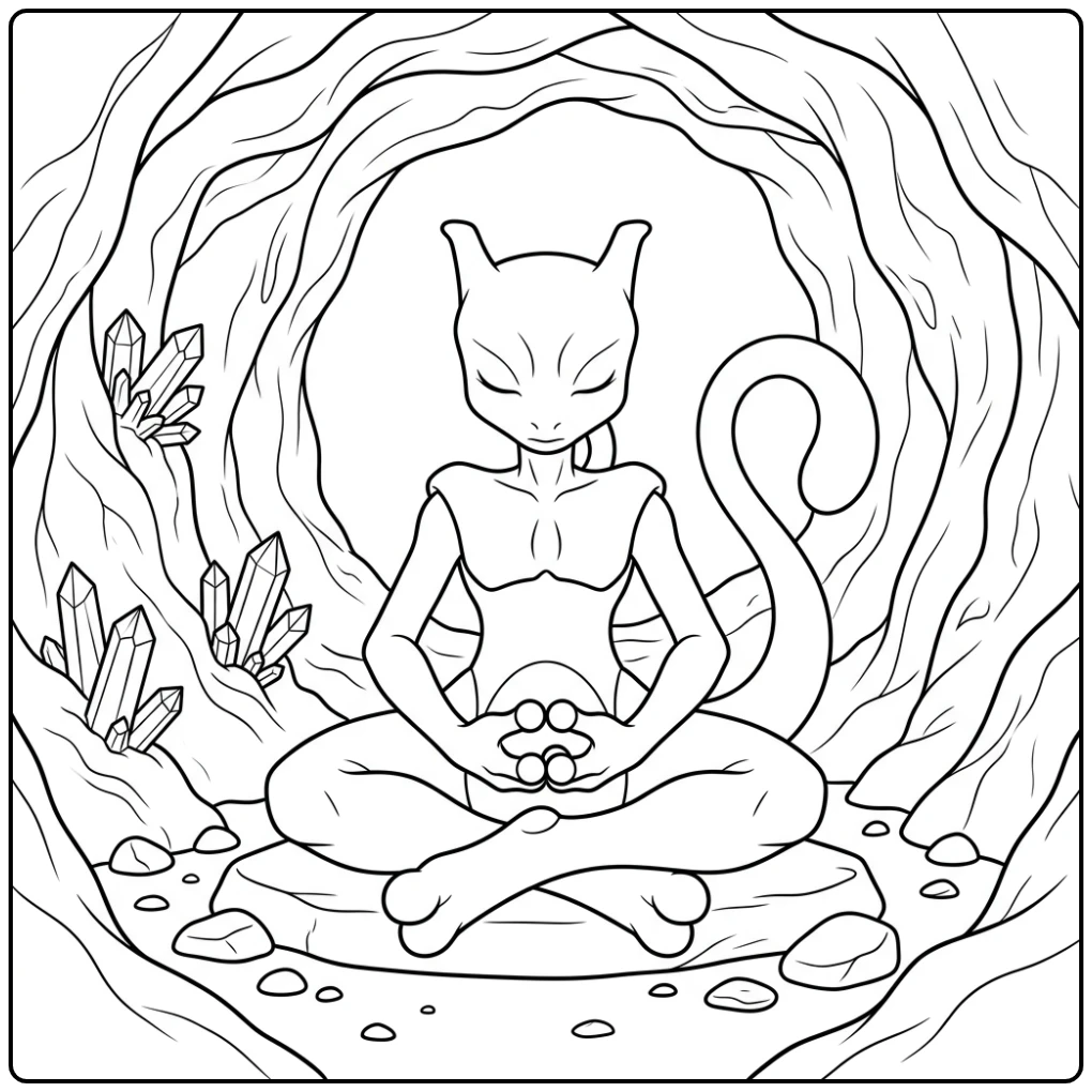 Calming Mewtwo Crystals coloring page