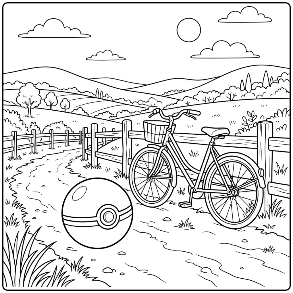 Quiet Poke Ball with the Bicycle coloring page