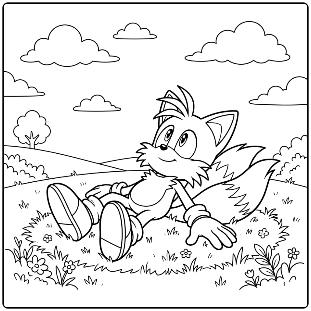 Quiet Tails Looking Peacefully Toward the Clouds coloring page