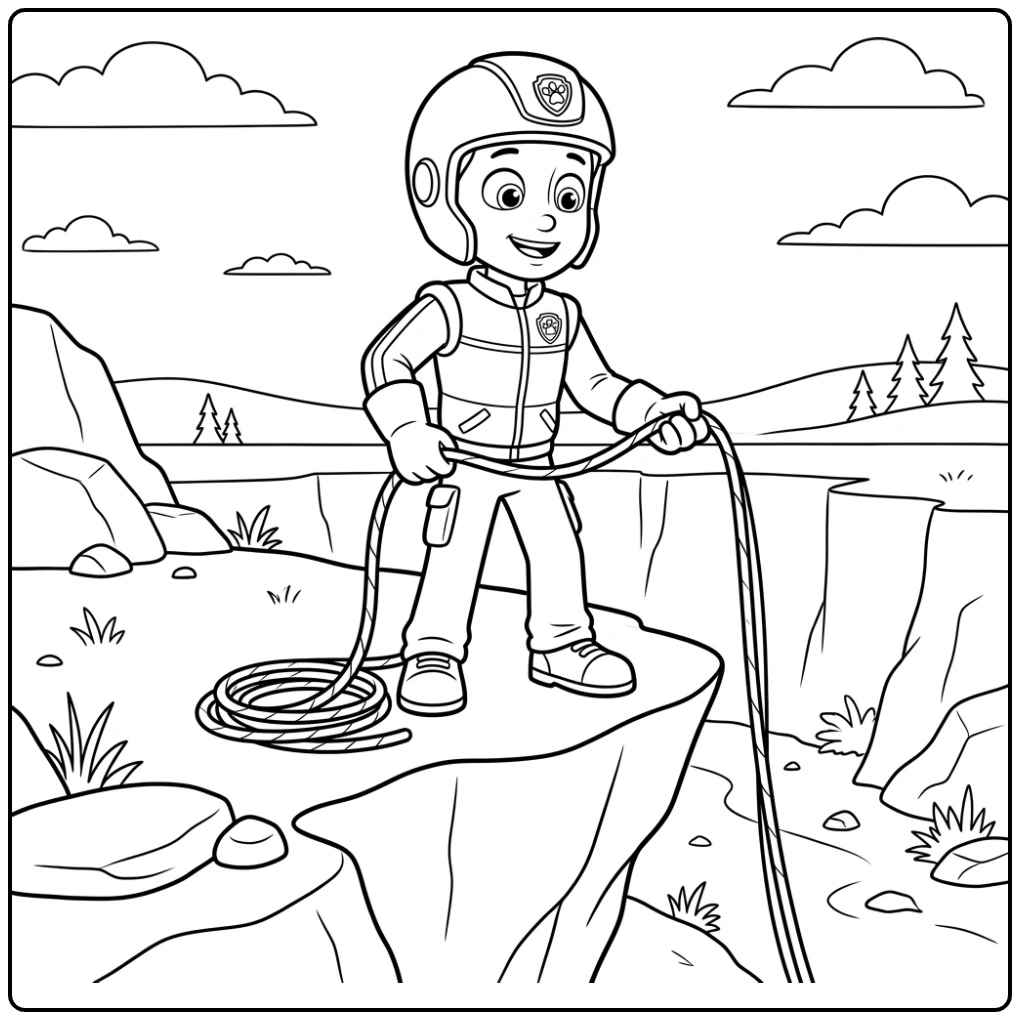 Ryder Paw Patrol coloring page leading a rescue