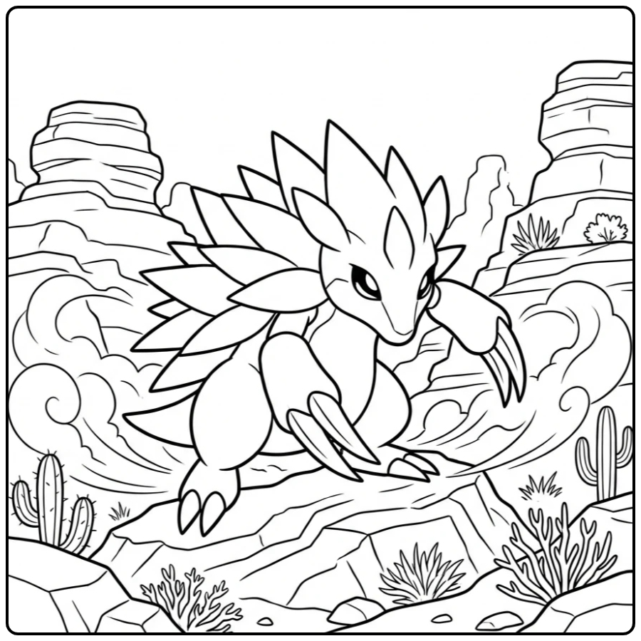 Sandslash Defending in a Desert Canyon coloring page