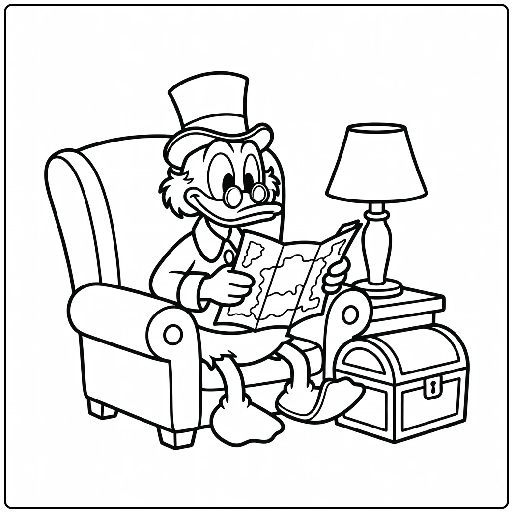 Treasure Map Adventure with Scrooge McDuck for Young Seekers coloring page