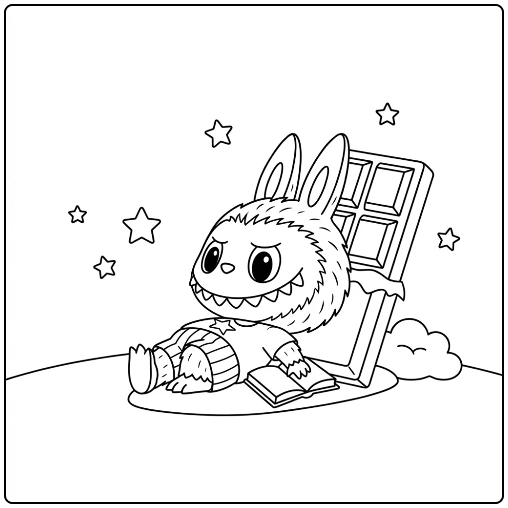 Cute Monster on a Triangle Chocolate coloring page