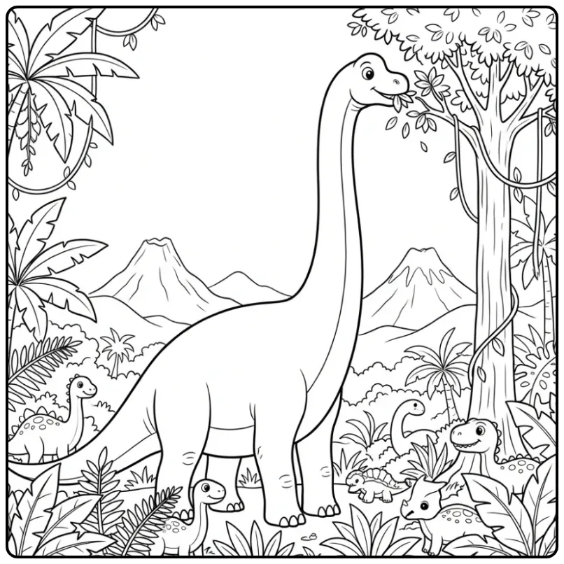 Cute Brachiosaurus Dinosaur Long Neck coloring page