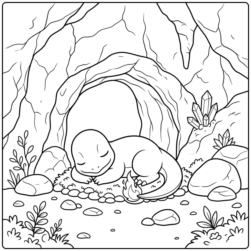 Cute Charmander Crystals and Stone coloring page