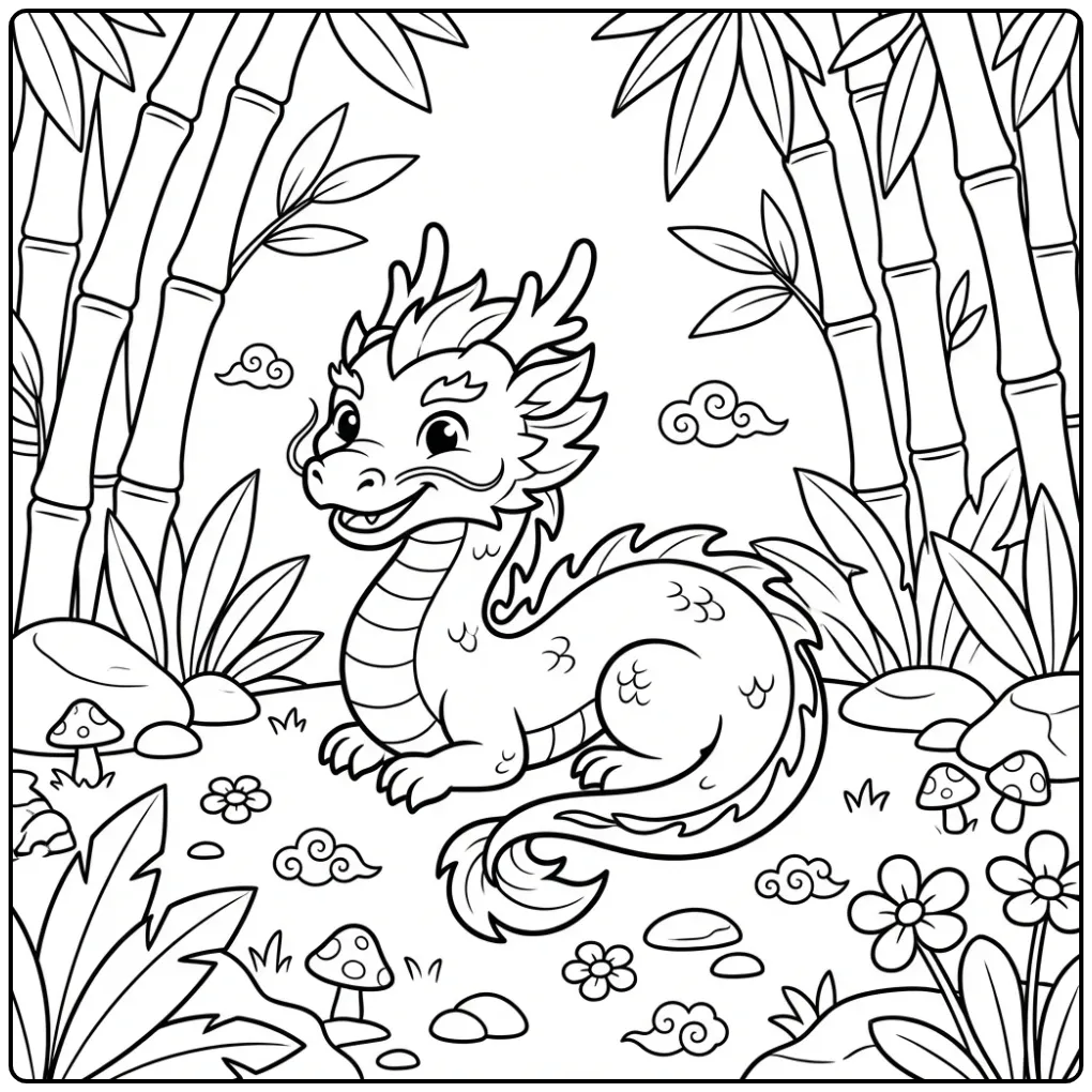 Cute Chinese Dragon for Children coloring page