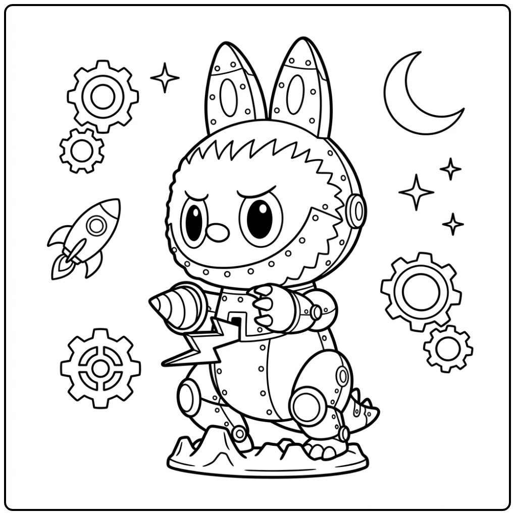 Cute and Tough Robot for Children coloring page