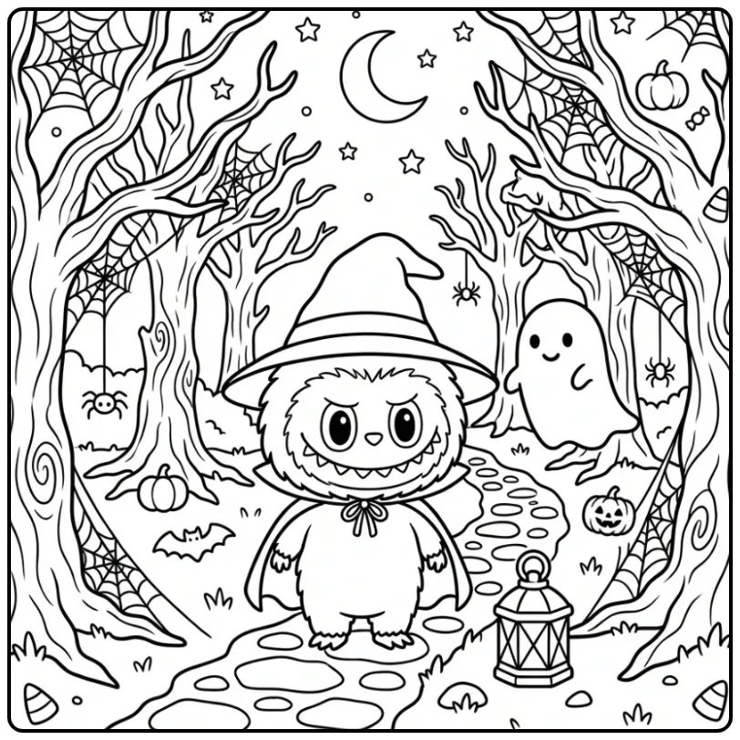 Halloween Labubu coloring page