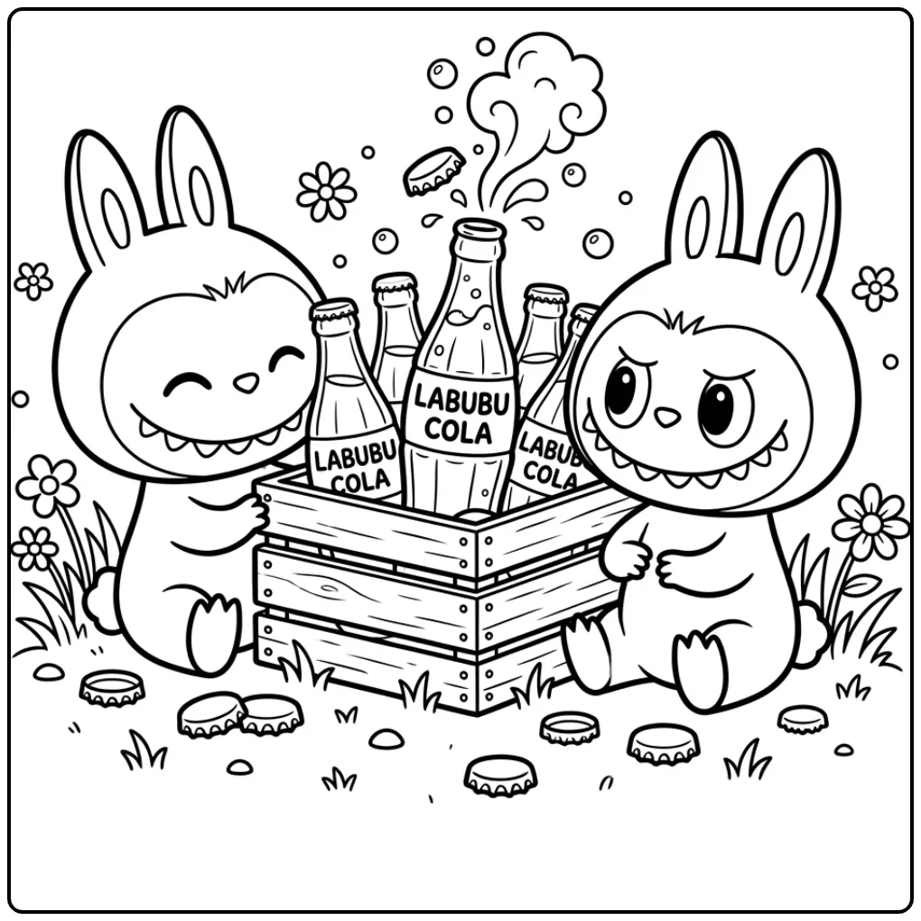 Cute Labubu Cola in the Grass coloring page