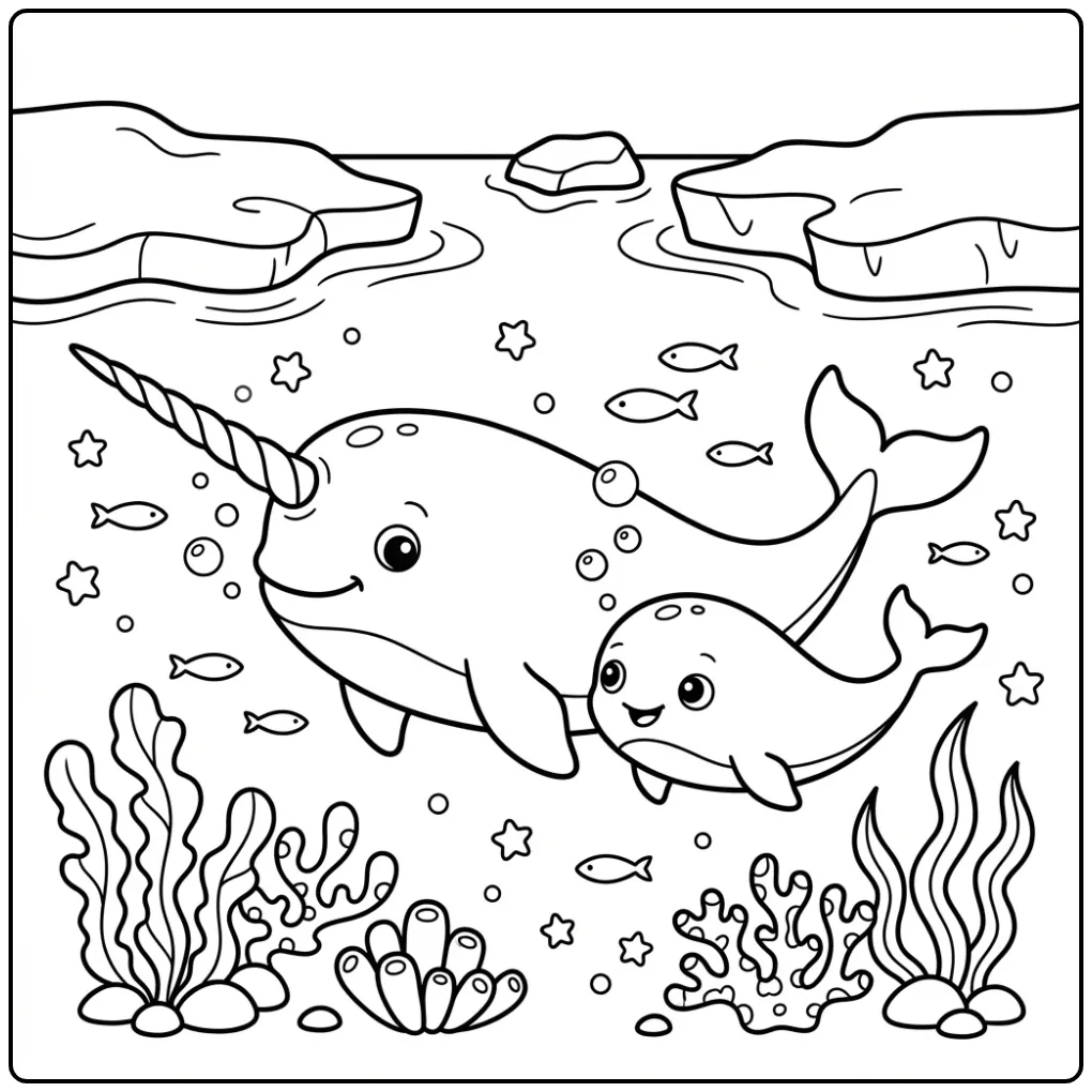 Narwhal coloring page