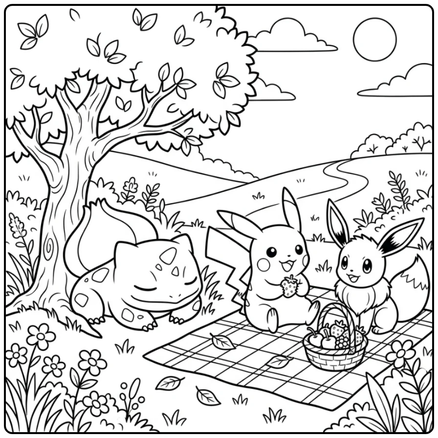 Pokemon Cute with Bulbasaur and Friends coloring page