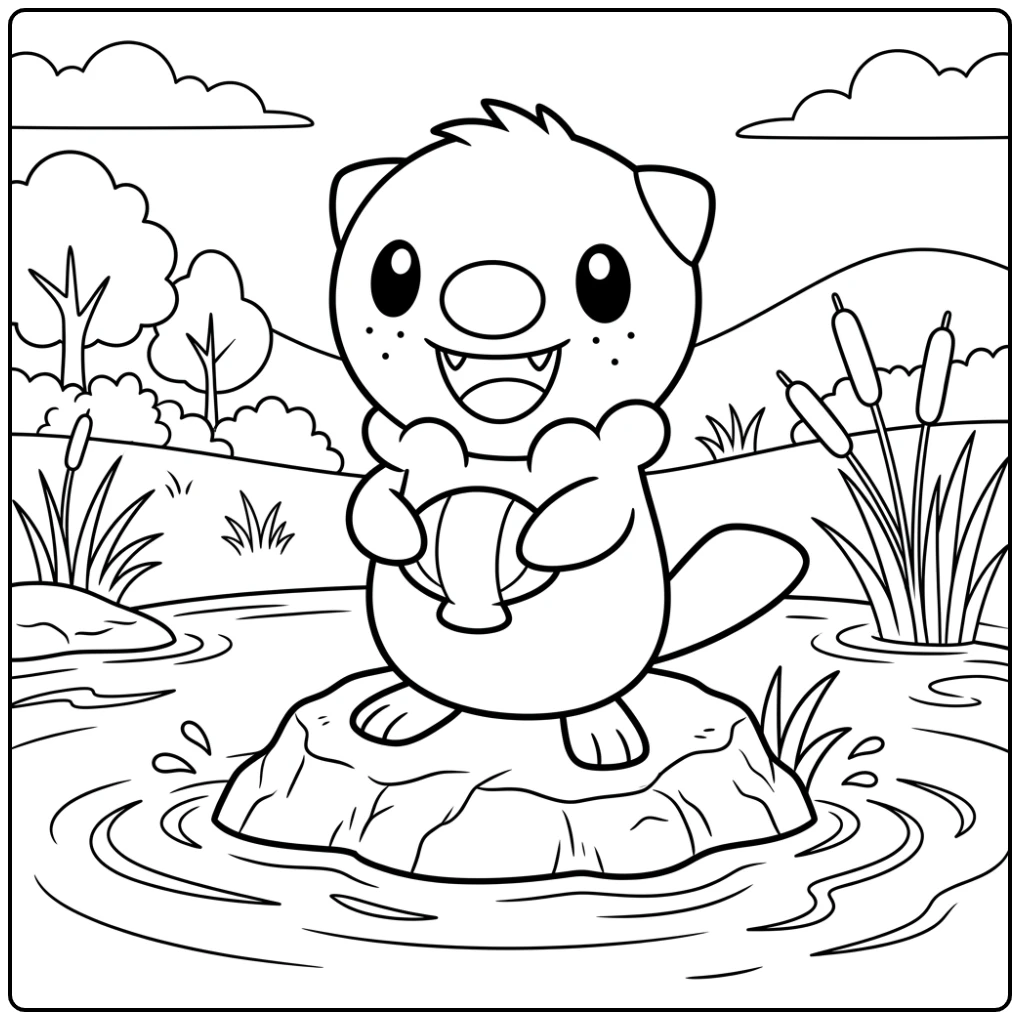 Cute Oshawott Pokemon coloring page