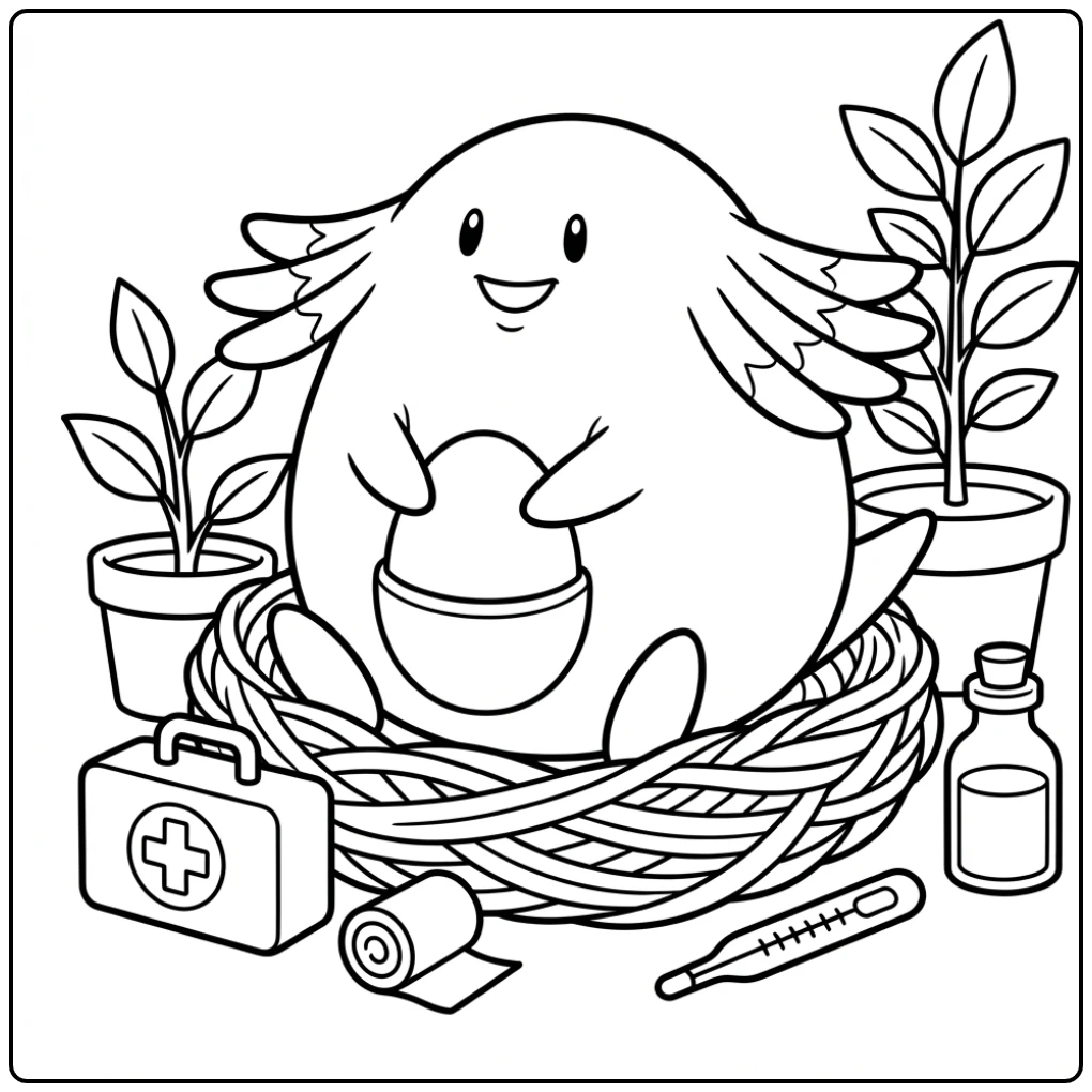 Cute Pokemon Chansey in a Child's Room coloring page