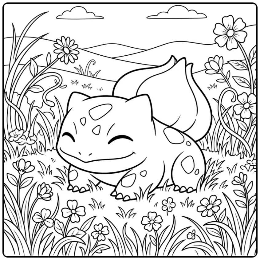 Cute Resting Bulbasaur for Children coloring page