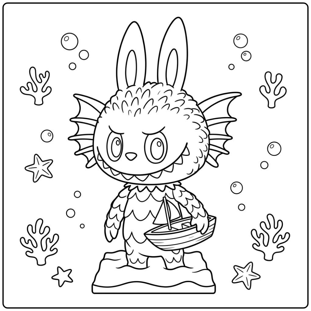 Cute Sea Monster coloring page