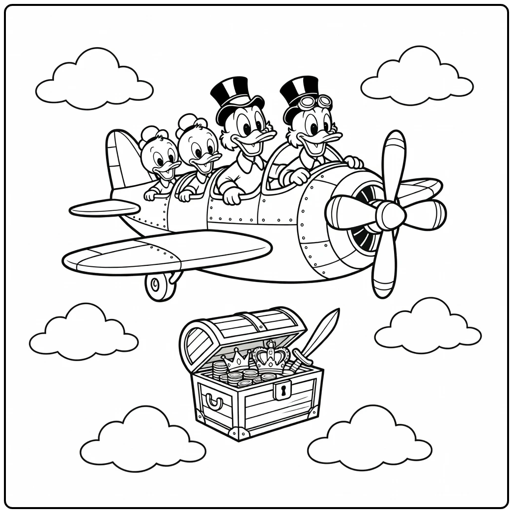 Treasure Hunters in the Sky DuckTales Adventure coloring page