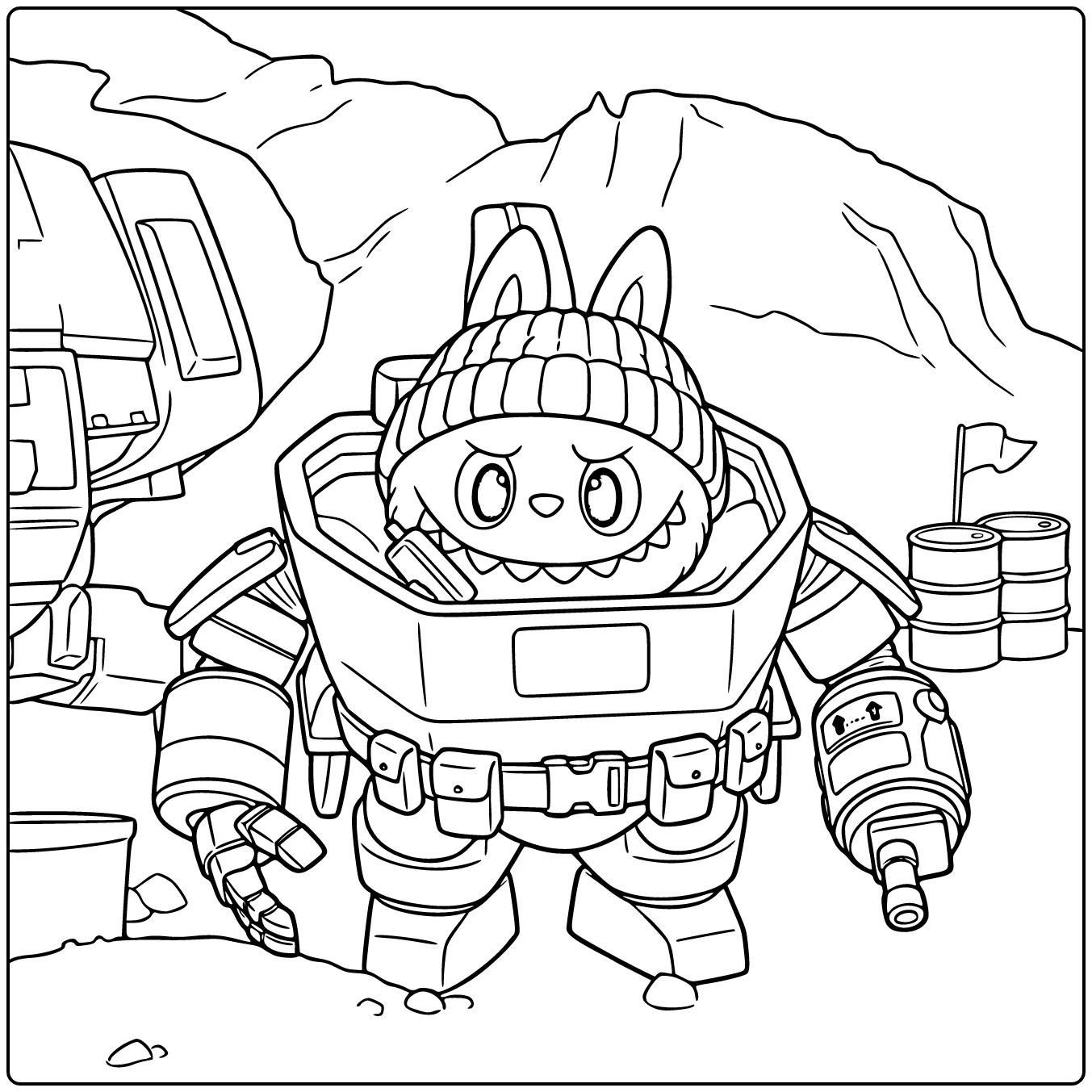Twilight Space Rabbit in a Mech Suit coloring page