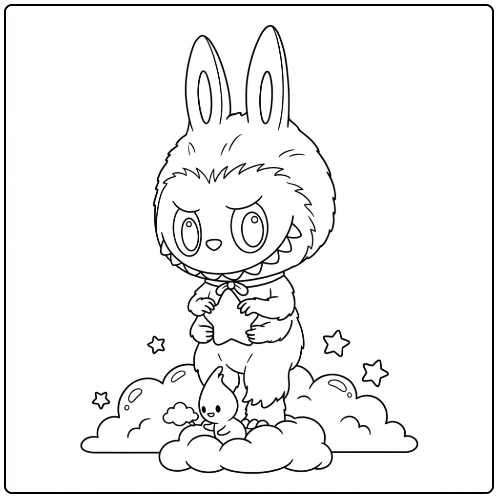 Scorpion Cute Monster on a Cloud coloring page