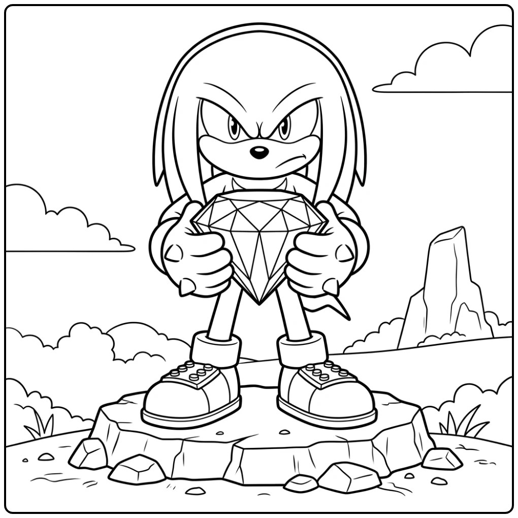 Serious Knuckles the Mighty Master Emerald coloring page