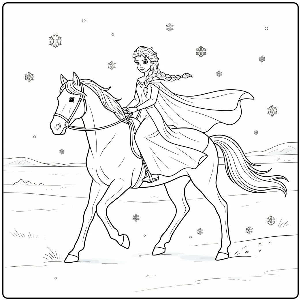Graceful Elsa Horse for Hours of Coloring Fun coloring page