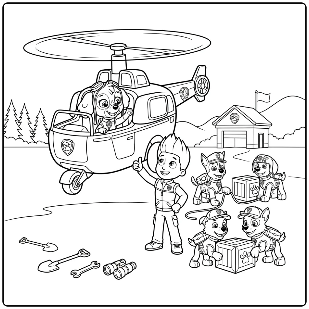 Skye Paw Patrol Heroes on the Rescue Site with Ryder coloring page